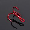 100pcs/Lot Red Fishing Hook Carbon Steel Treble Jig Hooks Fishhook