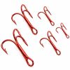 100pcs/Lot Red Fishing Hook Carbon Steel Treble Jig Hooks Fishhook