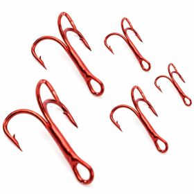 100pcs/Lot Red Fishing Hook Carbon Steel Treble Jig Hooks Fishhook