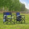 2-piece Padded Folding Outdoor Chair with Storage Pockets,Lightweight Oversized Directors Chair for indoor, Outdoor Camping, Picnics and Fishing,Blue/