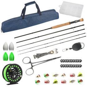 Outdoor Adventurers Fly Fishing Combo 2.43m High Carbon 4-Section Telescopic Rod Double Rod Fly Line Bait Rod Set